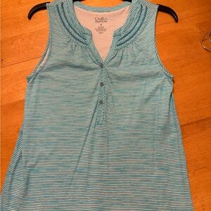 Croft & Barrow Women's Aqua Striped Tank Top